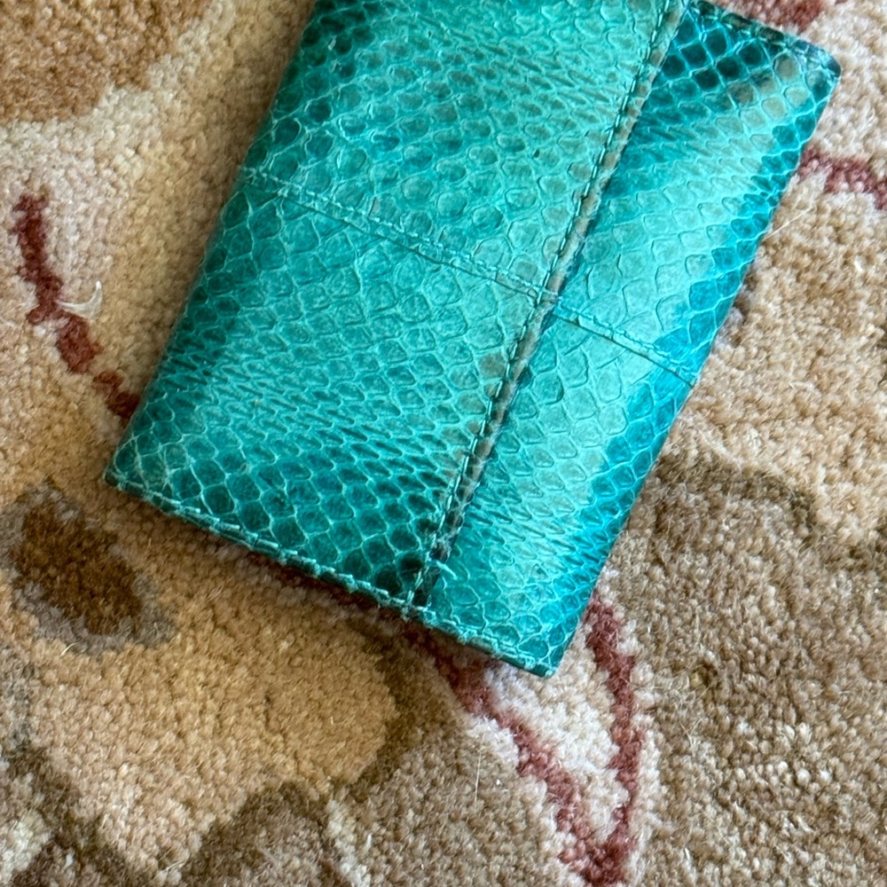Turquoise Snakeskin Card & Key Organizer
